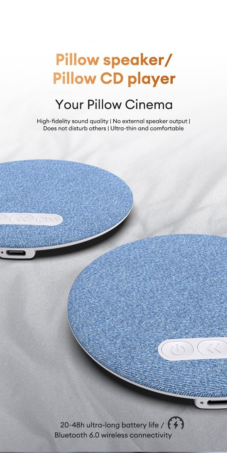 🔥50% OFF🔥 - S1 Ultra-Thin Bluetooth Pillow Speaker with Bluetooth 6.0 - Bone Conduction Technology